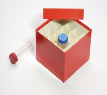 CellBox Maxi Kryobox (Karton standard) 4x4 Fächer, rot, Höhe 128 mm