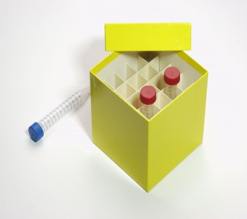 CellBox Mini Kryobox (Karton spezial) 5x5 Fächer, gelb, Höhe 128 mm