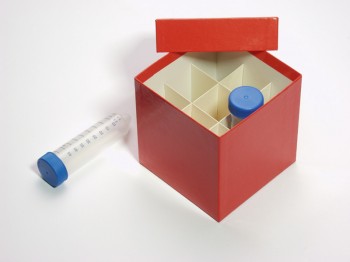 CellBox Mini Kryobox (Karton standard) 3x3 Fächer, rot, Höhe 128 mm