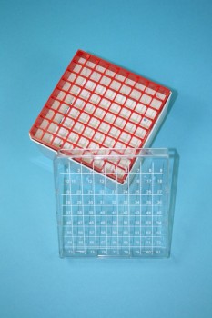 Kryo 81H Kryobox (PC) 9x9 Fächer, rot, Höhe 95 mm fix