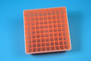 EPPi 45 Kryobox (PP) 9x9 Fächer, neon-orange, Höhe 45-53 mm variabel