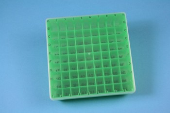 EPPi 45 Kryobox (PP) 9x9 Fächer, neon-grün, Höhe 45-53 mm variabel