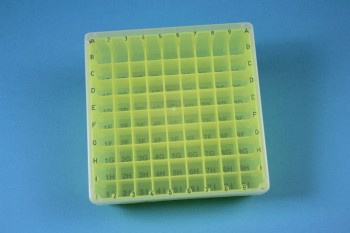 EPPi 50 Kryobox (PP) 9x9 Fächer, neon-gelb, Höhe 52 mm fix