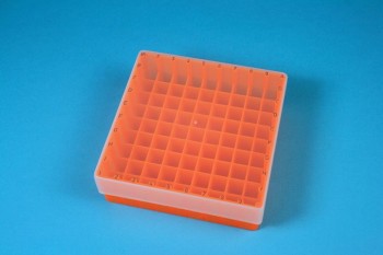 EPPi 45 Kryobox (PP) 9x9 Fächer, neon-orange, Höhe 45-53 mm variabel