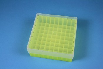 EPPi 50 Kryobox (PP) 9x9 Fächer, neon-gelb, Höhe 52 mm fix