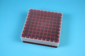 EPPi 45 Kryobox (PP) 9x9 Fächer, rot, Höhe 45-53 mm variabel