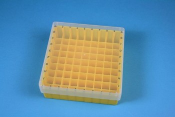 EPPi 50 Kryobox (PP) 9x9 Fächer, gelb, Höhe 52 mm fix