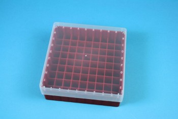EPPi 50 Kryobox (PP) 9x9 Fächer, rot, Höhe 52 mm fix