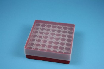 EPPi 45 Kryobox (PP) 7x7 Löcher, rot, Höhe 45-53 mm variabel