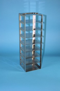 BRAVO 25 Truhengestell für 16 Kryoboxen (8x2) bis 133x133x28 mm Klappgriff, Edelstahl