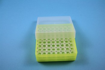 EPPi 45 Kryobox (PP) 8x8 Löcher, neon-gelb, Höhe 45-53 mm variabel