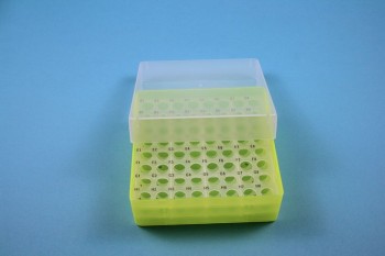 EPPi 50 Kryobox (PP) 8x8 Löcher, neon-gelb, Höhe 52 mm fix