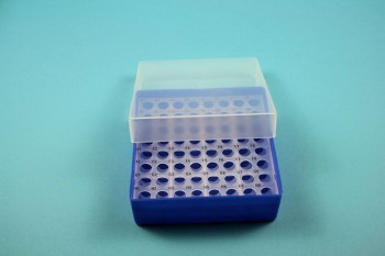EPPi 45 Kryobox (PP) 8x8 Löcher, neon-blau, Höhe 45-53 mm variabel