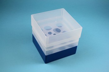 EPPi 128 Kryobox (PP) 10 Löcher, blau, Höhe 128 mm fix