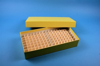 ALPHA 50 lang2 Kryobox (Karton spezial) 10x20 Fächer, gelb, Höhe 50 mm