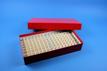 ALPHA 50 lang2 Kryobox (Karton spezial) 10x20 Fächer, rot, Höhe 50 mm