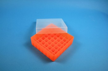EPPi 45 Kryobox (PP) 7x7 Fächer, neon-orange, Höhe 45-53 mm variabel