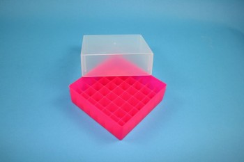 EPPi 75 Kryobox (PP) 7x7 Fächer, neon-rot/pink, Höhe 75 mm fix
