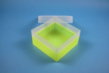 EPPi 80 Kryobox (PP) ohne Facheinteilung, neon-gelb, Höhe 80 mm fix