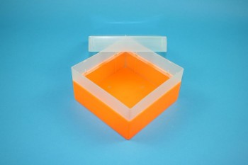 EPPi 80 Kryobox (PP) ohne Facheinteilung, neon-orange, Höhe 80 mm fix