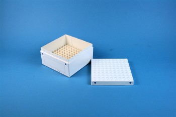 FOX 75 Kryobox (Karton spezial) 10x10 Fächer, weiß, Höhe 75 mm