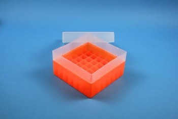 EPPi 70 Kryobox (PP) 7x7 Fächer, neon-orange, Höhe 70-80 mm variabel