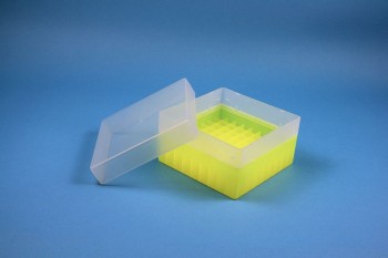 EPPi 70 Kryobox (PP) 9x9 Fächer, neon-gelb, Höhe 70-80 mm variabel