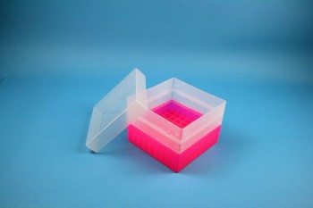 EPPi 96 Kryobox (PP) 9x9 Fächer, neon-rot/pink, Höhe 96-106 mm variabel