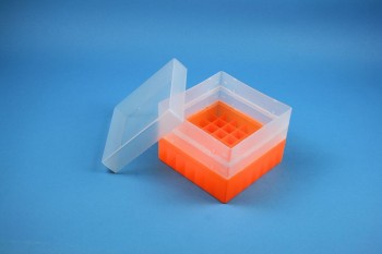 EPPi 96 Kryobox (PP) 7x7 Fächer, neon-orange, Höhe 96-106 mm variabel