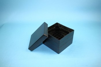 EPPi 96 Kryobox (PP) 7x7 Fächer, black/black, Höhe 96-106 mm variabel