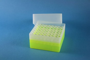 EPPi 102 Kryobox (PP) 8x8 Löcher, neon-gelb, Höhe 102 mm fix