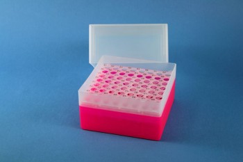 EPPi 122 Kryobox (PP) 8x8 Löcher, neon-rot/pink, Höhe 122 mm fix