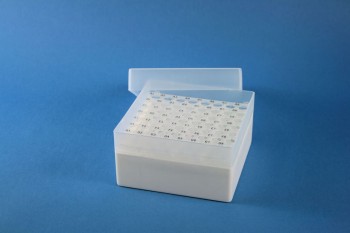 EPPi 70 Kryobox (PP) 8x8 Löcher, weiss, Höhe 70-80 mm variabel