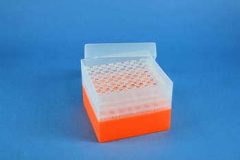 EPPi 96 Kryobox (PP) 8x8 Löcher, neon-orange, Höhe 96-106 mm variabel