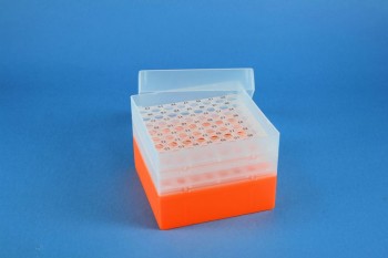 EPPi 105 Kryobox (PP) 8x8 Löcher, neon-orange, Höhe 105 mm fix