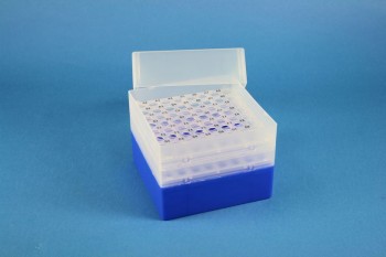 EPPi 128 Kryobox (PP) 8x8 Löcher, neon-blau, Höhe 128 mm fix