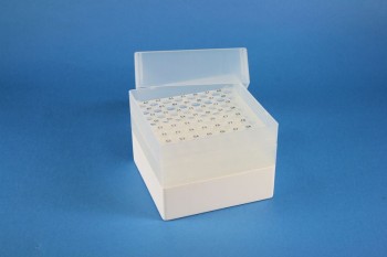 EPPi 128 Kryobox (PP) 8x8 Löcher, weiss, Höhe 128 mm fix