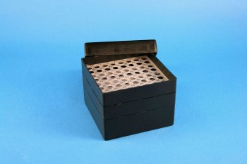 EPPi 96 Kryobox (PP) 8x8 Löcher, black/black, Höhe 96-106 mm variabel