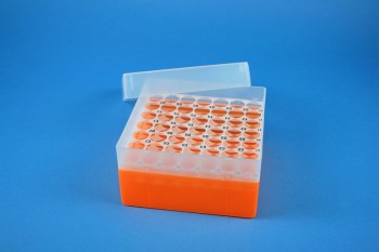 EPPi 80 Kryobox (PP) 7x7 Löcher, neon-orange, Höhe 80 mm fix