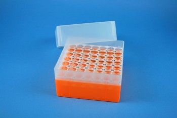 EPPi 102 Kryobox (PP) 7x7 Löcher, neon-orange, Höhe 102 mm fix