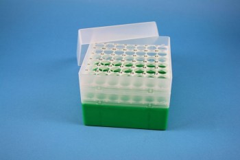 EPPi 96 Kryobox (PP) 7x7 Löcher, grün, Höhe 96-106 mm variabel