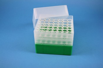 EPPi 128 Kryobox (PP) 7x7 Löcher, grün, Höhe 128 mm fix