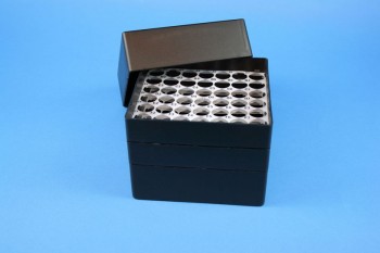 EPPi 128 Kryobox (PP) 7x7 Löcher, black/black, Höhe 128 mm fix