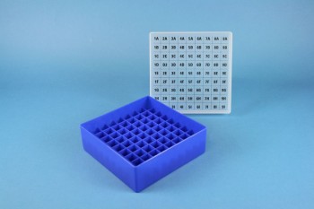 EPPi 50 Kryobox (PP) 9x9 Fächer, neon-blau, Höhe 52 mm fix