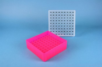 EPPi 50 Kryobox (PP) 9x9 Fächer, neon-rot/pink, Höhe 52 mm fix