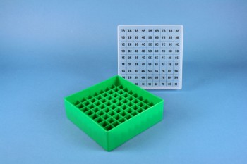 EPPi 50 Kryobox (PP) 9x9 Fächer, grün, Höhe 52 mm fix