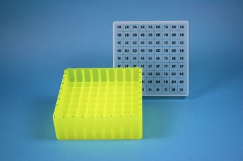 EPPi 45 Kryobox (PP) 9x9 Fächer, neon-gelb, Höhe 45-53 mm variabel