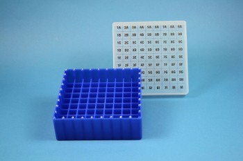 EPPi 50 Kryobox (PP) 9x9 Fächer, neon-blau, Höhe 52 mm fix