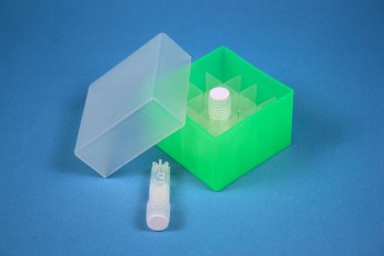 EPPi 45 Kryobox (PP) 4x4 Fächer, neon-grün, Höhe 45-60 mm variabel