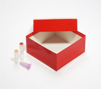 ALPHA 50 Kryobox (Karton standard) ohne Facheinteilung, rot, Höhe 50 mm